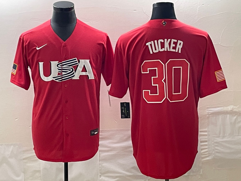 Men's USA Baseball #30 Kyle Tucker 2023 Red World Baseball Classic Stitched Jersey